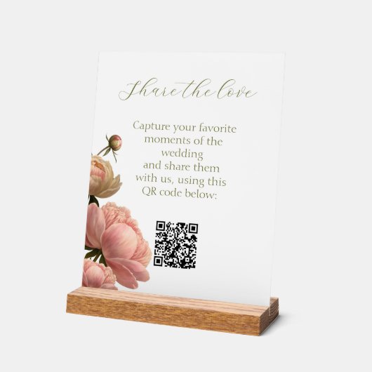 Chic Roze Huwelijkstafel QR Acryl Bord (Hoek)