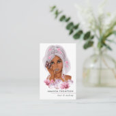 Chic roze kapsalon visitekaartje (Staand voorkant)