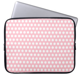 Chic Roze Laptop Mouw met Witte Polka Dots Laptop Sleeve