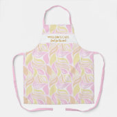 Chic roze Leaf Pattern Custom Spa Cafe Name Schort (Voorkant)