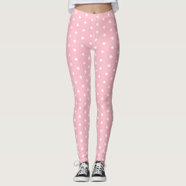Chic Roze Leggings met Schattige Wit Dot Patroon