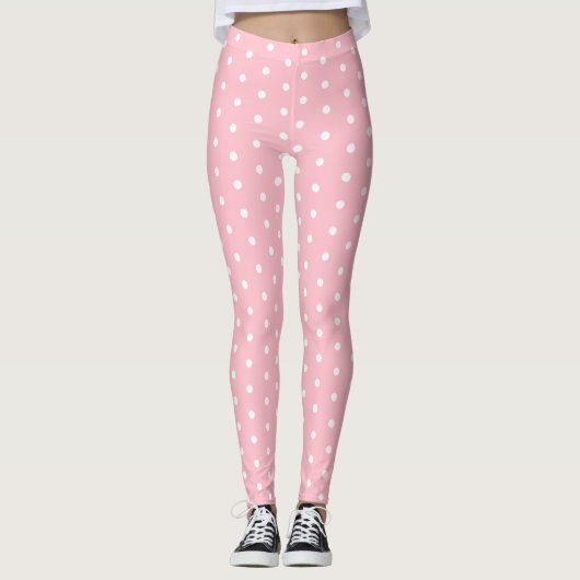 Chic Roze Leggings met Schattige Wit Dot Patroon (Voorkant)