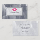 Chic roze Lips Steel Grey Waterverf Makeup Artist Visitekaartje (Voorkant / Achterkant)