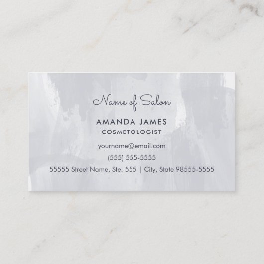 Chic roze Lips Steel Grey Waterverf Makeup Artist Visitekaartje (Achterkant)