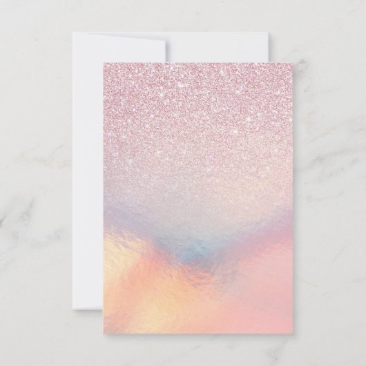 Chic roze litter Iridescent Holographic Gradient Bedankkaart (Achterkant)