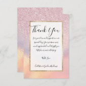 Chic roze litter Iridescent Holographic Gradient Bedankkaart (Voorkant / Achterkant)