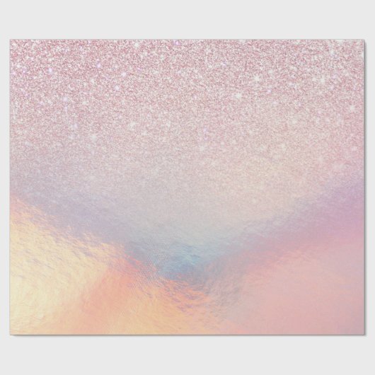 Chic roze litter Iridescent Holographic Gradient Cadeaupapier (Vlak)
