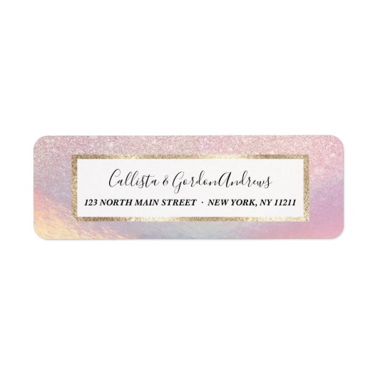 Chic roze litter Iridescent Holographic Gradient Etiket (Voorkant)