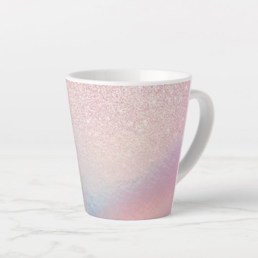 Chic roze litter Iridescent Holographic Gradient Latte Mok (Rechterhoek)