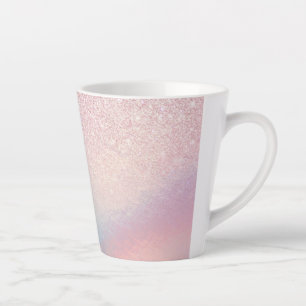 Chic roze litter Iridescent Holographic Gradient Latte Mok