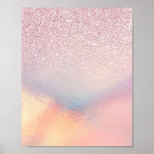 Chic roze litter Iridescent Holographic Gradient Poster