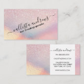 Chic roze litter Iridescent Holographic Gradient Visitekaartje (Voorkant / Achterkant)