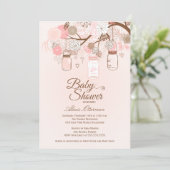 Chic roze mason opening baby shower kaart (Staand voorkant)