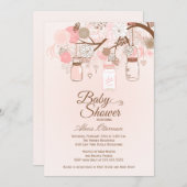 Chic roze mason opening baby shower kaart (Voorkant / Achterkant)