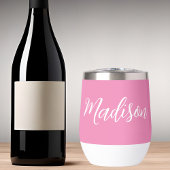Chic Roze Meisjes Naam Wit Script Gepersonaliseerd