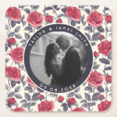 Chic Roze Minimalistische Trouw  Kartonnen Onderzetters (Voorkant)