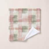 Chic Roze Mint Crème Geruit Strepen   Bad Handdoek (Wasdoekje)