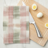 Chic Roze Mint Crème Geruit Strepen Theedoek (Quarter Fold)