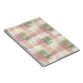 Chic Roze Mint Crème Plaid Strepen Notitieboek (Rechterzijde)