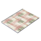 Chic Roze Mint Crème Plaid Strepen Notitieboek (Linkerzijde)