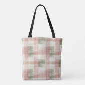 Chic Roze Mint Crème Plaid Strepen Tote Bag (Achterkant)