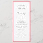 Chic Roze Moderne bruiloft Programmakaart (Voorkant)