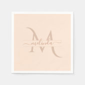 Chic roze Monogram Script Name Feminine Servet (Voorkant)