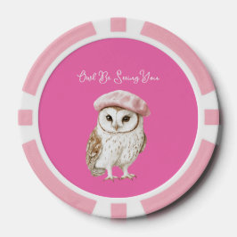 Chic Roze Mut Bruin Witte Uil Tot Gziens Poker Chips