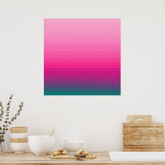 Chic roze naar Blauwgroen verloopgradiënt van het  Poster (Keuken)