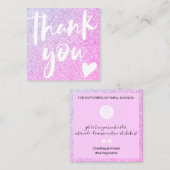 Chic roze paarse glitter elegant modern bedankt vierkante visitekaartje (Voorkant / Achterkant)