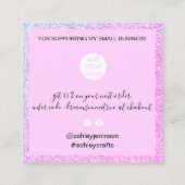 Chic roze paarse glitter elegant modern bedankt vierkante visitekaartje (Achterkant)