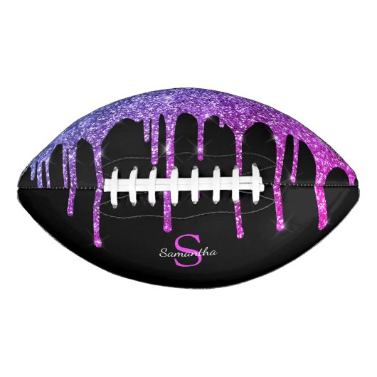 Chic roze Paarse glitter Sparkle Driemonogram American Football (Voorkant)