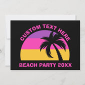 Chic roze palm Tree Custom Island Beach Party Kaart (Voorkant)