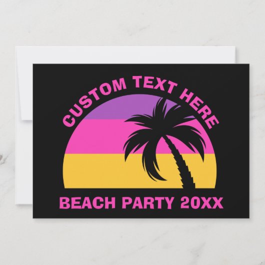 Chic roze palm Tree Custom Island Beach Party Kaart (Voorkant)