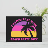 Chic roze palm Tree Custom Island Beach Party Kaart (Staand voorkant)