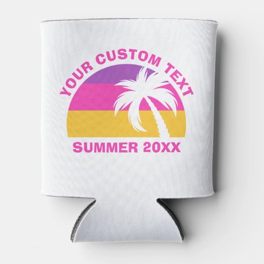 Chic roze palmboom Aangepaste zomervakantie Blikjeskoeler (Voorkant)