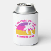 Chic roze palmboom Aangepaste zomervakantie Blikjeskoeler (Blikje Achterkant)