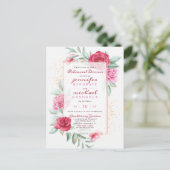 Chic Roze & Rode Chic Rozen Floral Repetitie Diner Uitnodiging Briefkaart (Staand voorkant)