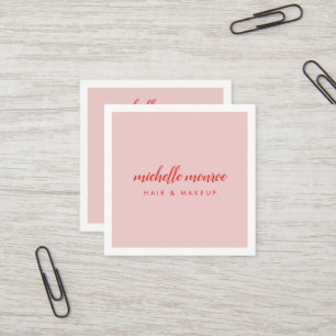 Chic Roze/Rode Make-up Artiest, Hair Stylist Vierkante Visitekaartje