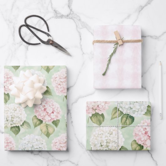 Chic Roze Romantisch Blauw Wit Bloemen Vrijgezelle Inpakpapier Vel (Voorkant)