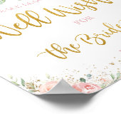 Chic Roze Roze Bloemige Wensen voor de Aankomende  Poster (Hoek)