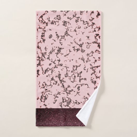 Chic roze Roze Blush Glittery Marble Bad Handdoek (Handdoek)