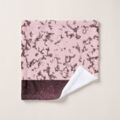 Chic roze Roze Blush Glittery Marble Bad Handdoek (Wasdoekje)