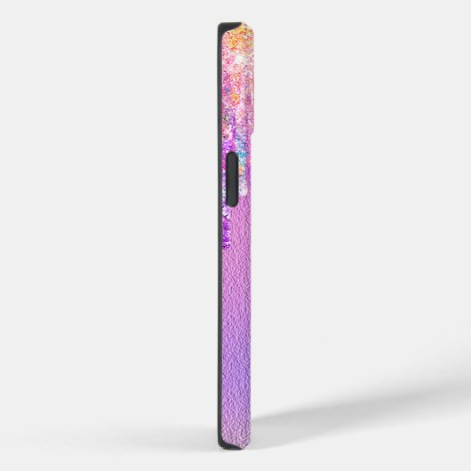 Chic roze roze eenhoorn druppelend glitter monogra Case-Mate iPhone case (Achterkant / Rechts)