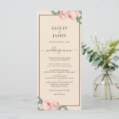 Chic  Roze Roze Ivory Burgundy Wedding Menu (Staand voorkant)