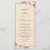 Chic  Roze Roze Ivory Burgundy Wedding Menu (Voorkant)