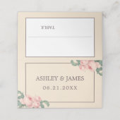 Chic  Roze Roze Ivory Burgundy Wedding Plaatskaartje (Buitenkant ongevouwen)