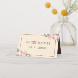 Chic Roze Roze Ivory Burgundy Wedding Plaatskaartje