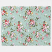 Chic roze roze rozen bloempatroon fleece deken (Voorkant (Horizontaal))