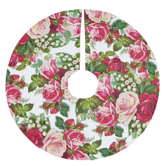 Chic roze roze rozenpatroon kerstboom rok (Voorkant)